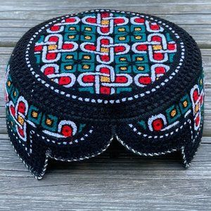 Men Sindhi Hat Round Handmade Embroidery Multi Color Traditional Top Cap Hat